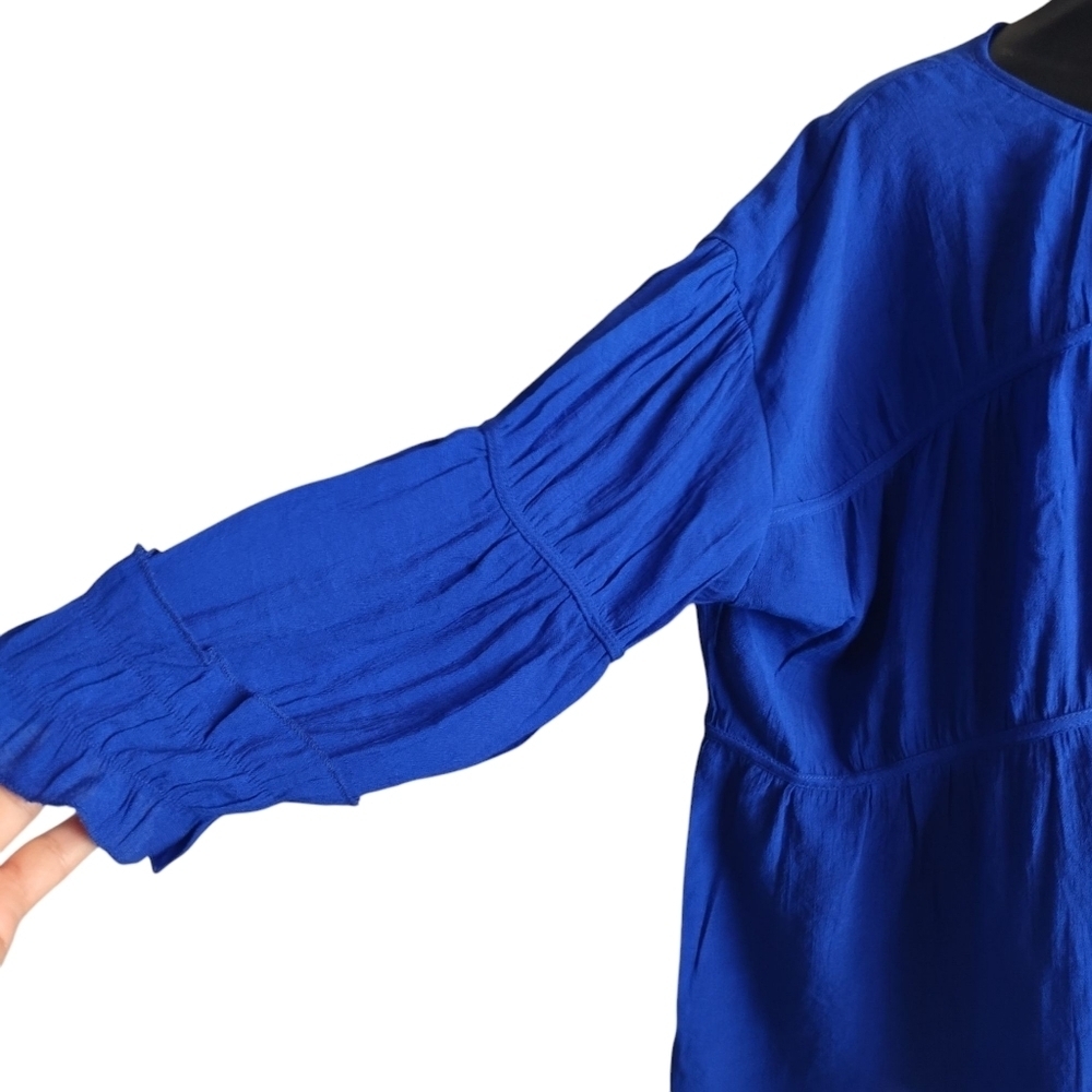 C Est. 1946 Women's Blue 3/4 Ruffle Sleeve Cowlneck Top Blouse Size XL NWT - Picture 6 of 11